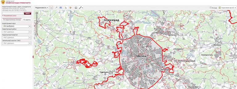 Публичная кадастровая карта росреестра земельных участков